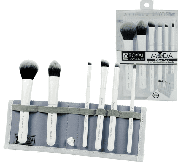 Royal Langnickel Moda Total Face 7pc Professional Makeup Brush Set White