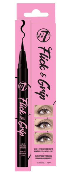 W7 Flick & Grip 2-In-1 Adhesive Eyeliner Pen Black