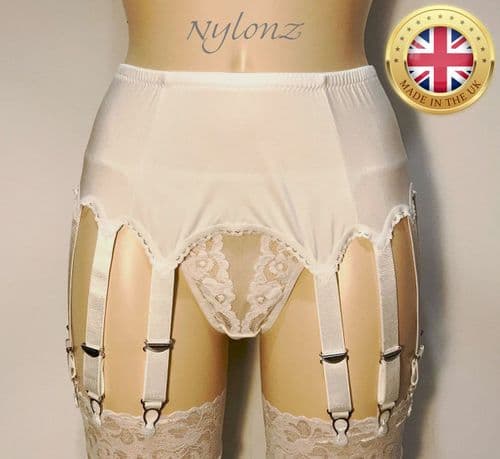 10 Strap Plain Suspender Belt White