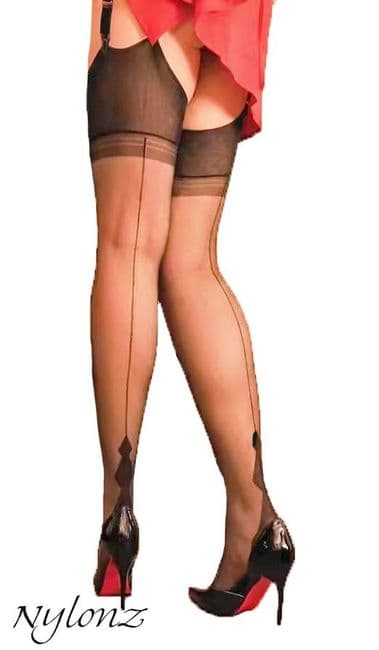 100% Nylon Seamed 'Charleston' Black Stockings