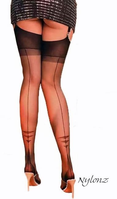 100% Nylon Seamed 'Swing Time' Black Stockings