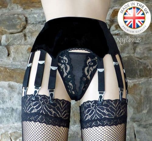 14 Strap Plain Suspender Belt Black