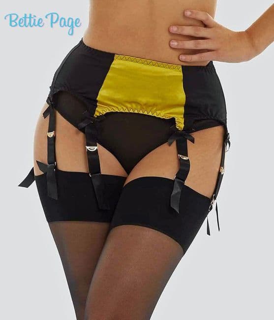 6 Strap Bettie Page Chartreuse Suspender Belt