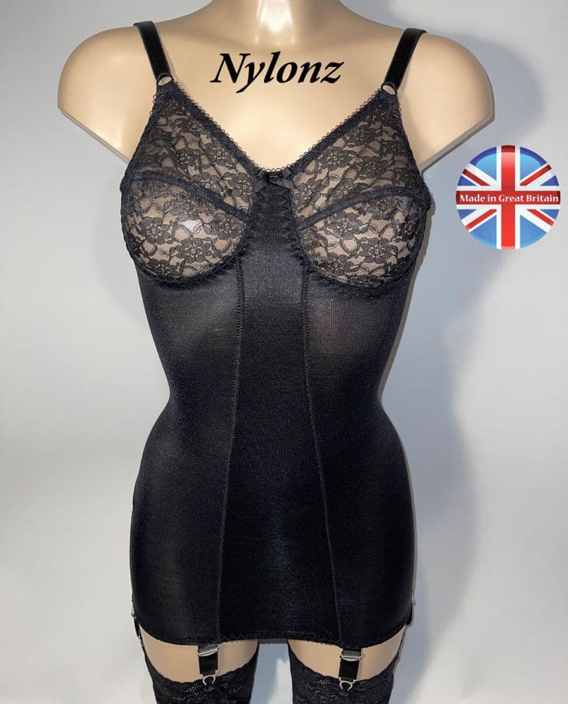 6 Strap Classic Corselette / Full Girdle - Black