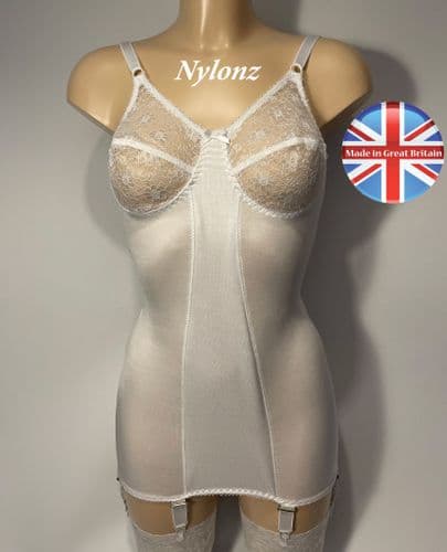 6 Strap Classic Corselette / Full Girdle - White