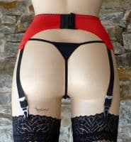 6 Strap Lace Front Suspender Belt Red