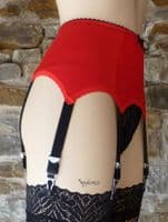 6 Strap Lace Front Suspender Belt Red