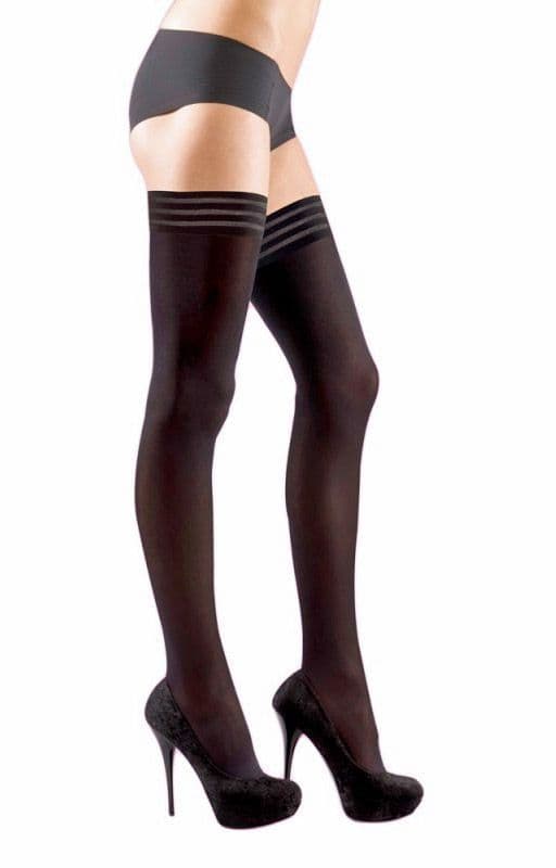 70d Opaque Tri Band Hold Ups - Black