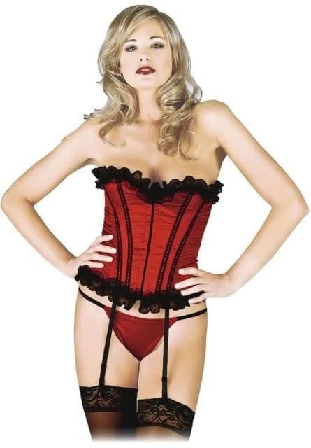 Classic Suspender Corset Set - Red