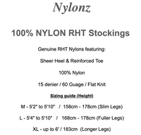 NYLONZ - 100% Nylon Authentic RHT  Sheer Heel Stockings