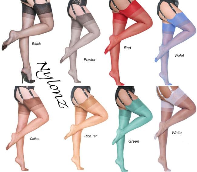 NYLONZ - 100% Nylon Authentic RHT Sheer Heel Stockings