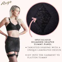 Rago 1357 6 Strap Open Bottom Girdle - Black