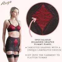 Rago 1357 6 Strap Open Bottom Girdle - Black/Red