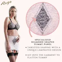 Rago 1357 6 Strap Open Bottom Girdle - Pink/Black