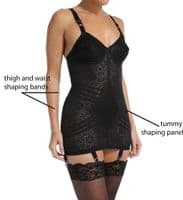 RAGO 9357 6 Strap Corselette Body Briefer Black