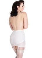 Tallulah 6 Strap Satin Front Girdle - White
