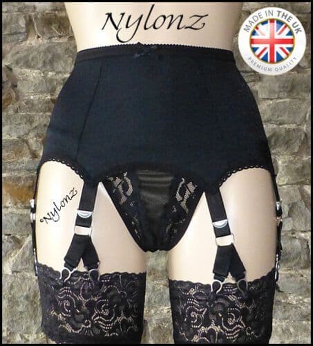 V-Clip 6 Strap (12 Clip) Suspender Belt Black or White