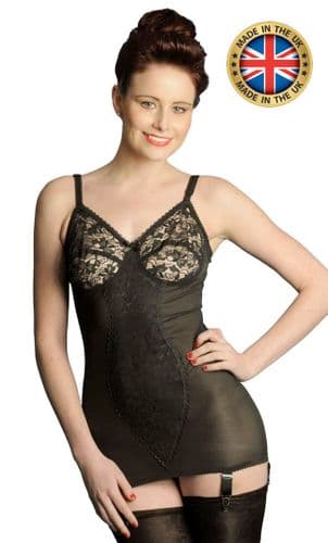 Viva 6 Strap Powermesh Corselette - Black