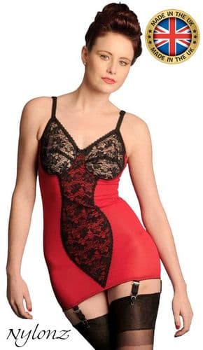 Viva 6 Strap Powermesh Corselette - Red