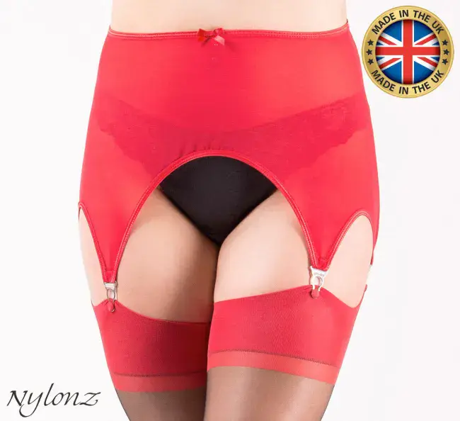 Vue Sheer 6 Strap Suspender Belt Red