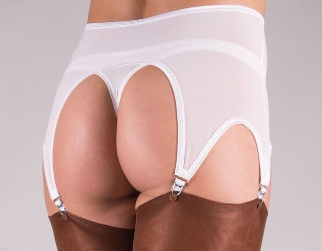 Vue Sheer 6 Strap Suspender Belt White