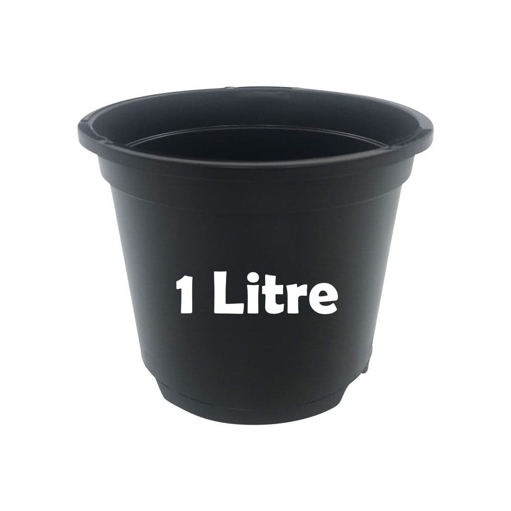 1 Litre Round Plant Pot Durable Injection-Moulded Plastic with Dual ...