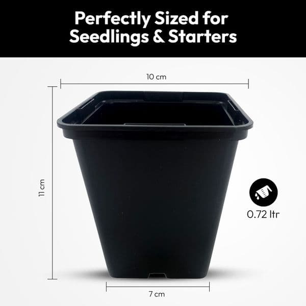 10 cm Square Plant Pots – Strong Black Seedling & Propagation Containers