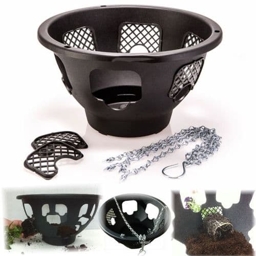 12" Easy Fill Hanging Basket – Front-Plant Modular Wall or Container Pot