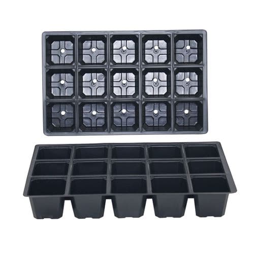 15 Cell Inserts – Thin-Walled Tray Inserts with Drainage for Full-Size Seed Trays