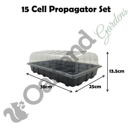 15-Cell Propagator Tray – Clear Domed Propagation Unit with Airflow Control