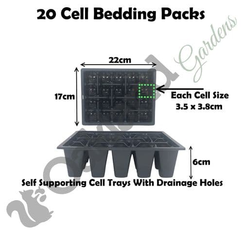 20 Cell Bedding Packs – Linked Propagation Tray with Dual Drainage & Carry Slots