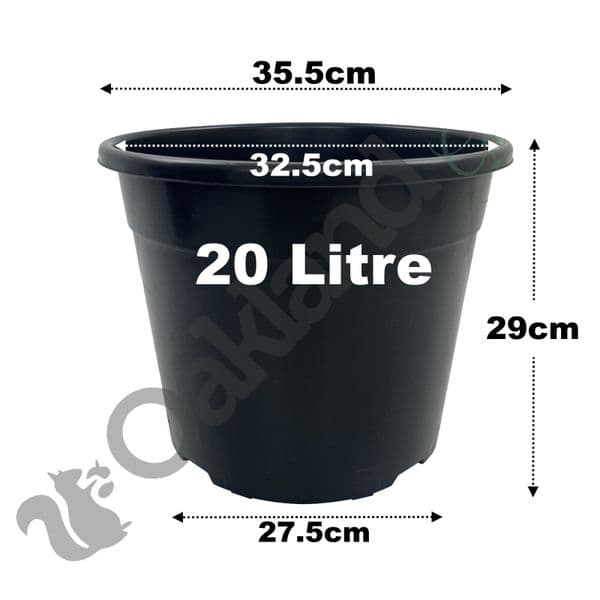 20 Litre Round Black Plant Pot – Heavy-Duty Injection-Moulded Plastic with Dual Drainage