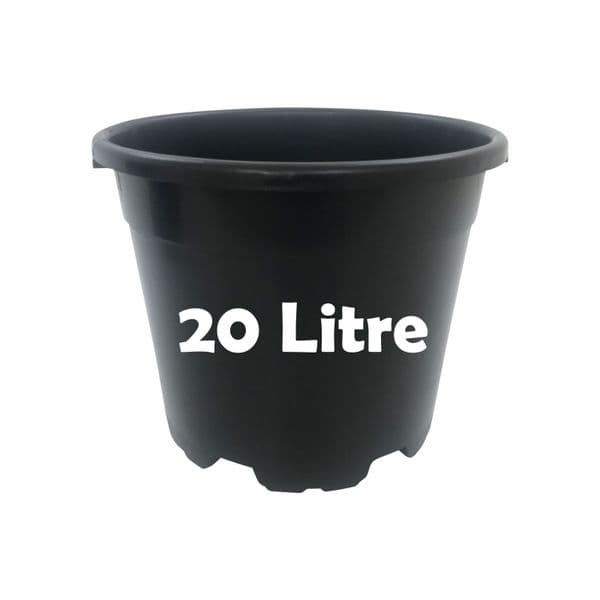 20 Litre Round Black Plant Pot – Heavy-Duty Injection-Moulded Plastic with Dual Drainage
