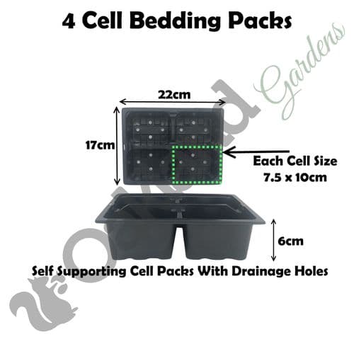 4 Cell Bedding Packs – Recycled Linking Pots with Dual Drainage & Handle Slots