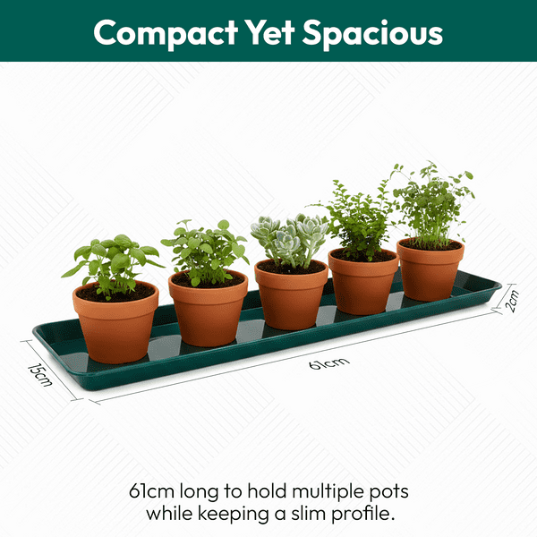 61 cm Medium Windowsill Tray – Sturdy Plastic Drip Tray for Indoor Plant Displays