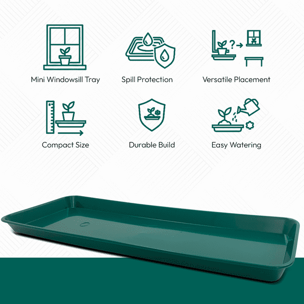 61 cm Medium Windowsill Tray – Sturdy Plastic Drip Tray for Indoor Plant Displays