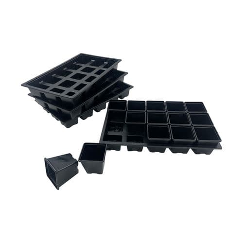 7 cm Square Plant Pot + Carry Tray Set – Compact Transport & Display Solution