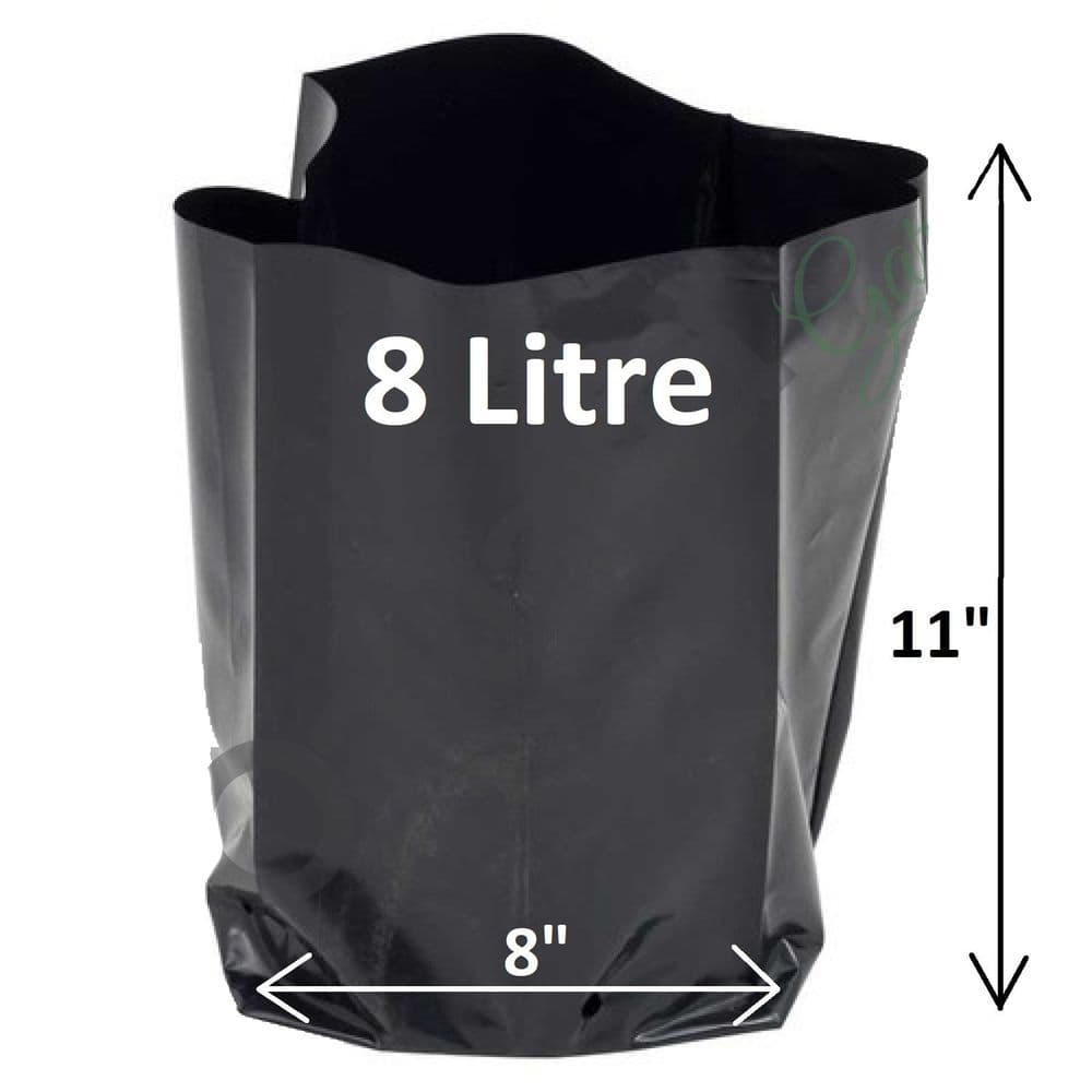 8 Litre Poly Pot Durable Recyclable Polythene Grow Container with Pre ...