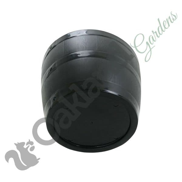 Black Barrel Style Planter – Durable Decorative Barrel Pot with Optional Drainage