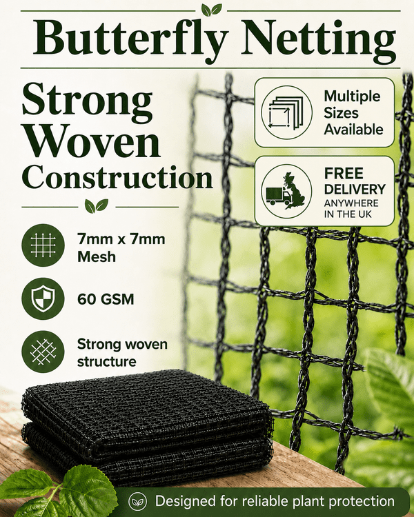 Butterfly Netting 4m x 6m – Black 7mm Garden Crop Protection Mesh