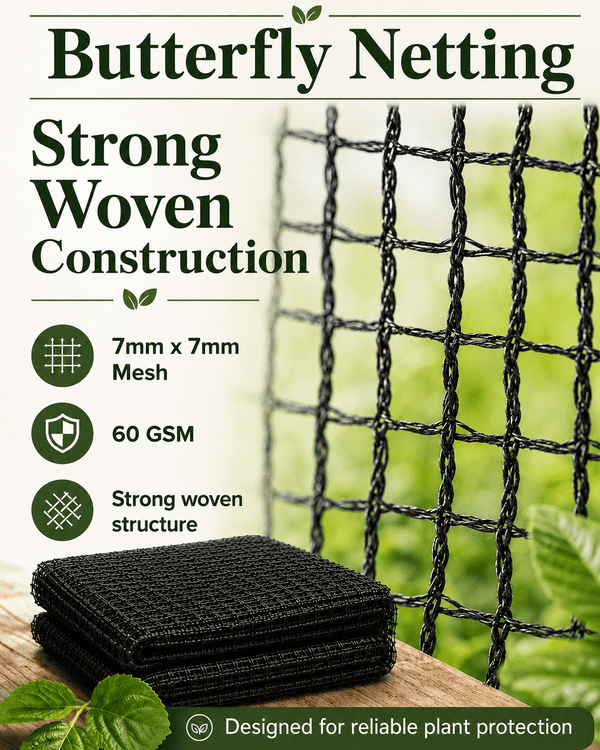 Butterfly Netting 6m x 6m – Black 7mm Garden Crop Protection Mesh