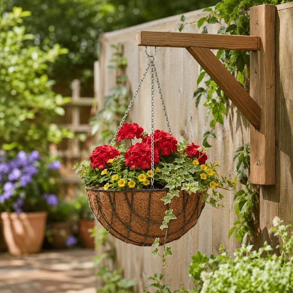 Hanging Basket with Coco Liner & Chain – Round Wire Garden Planter 12