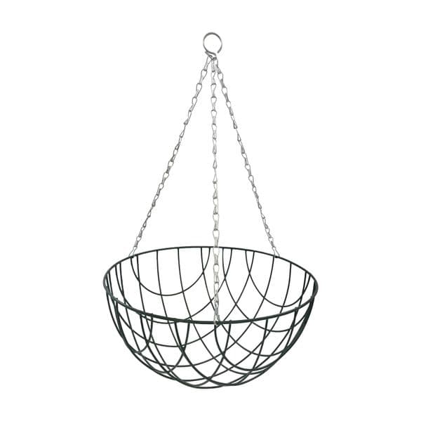 Hanging Basket with Coco Liner & Chain – Round Wire Garden Planter 12