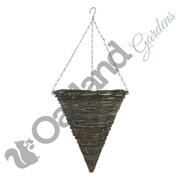 Rattan Hanging Baskets – Natural Woven Style with Steel Frame & Polythene Liner
