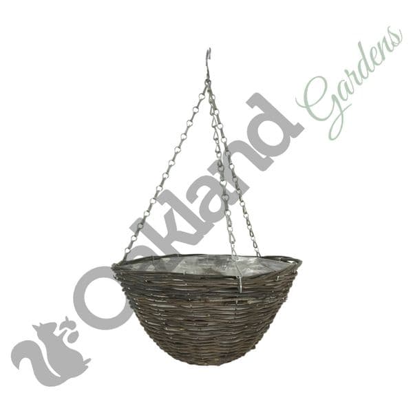 Rattan Hanging Baskets – Natural Woven Style with Steel Frame & Polythene Liner