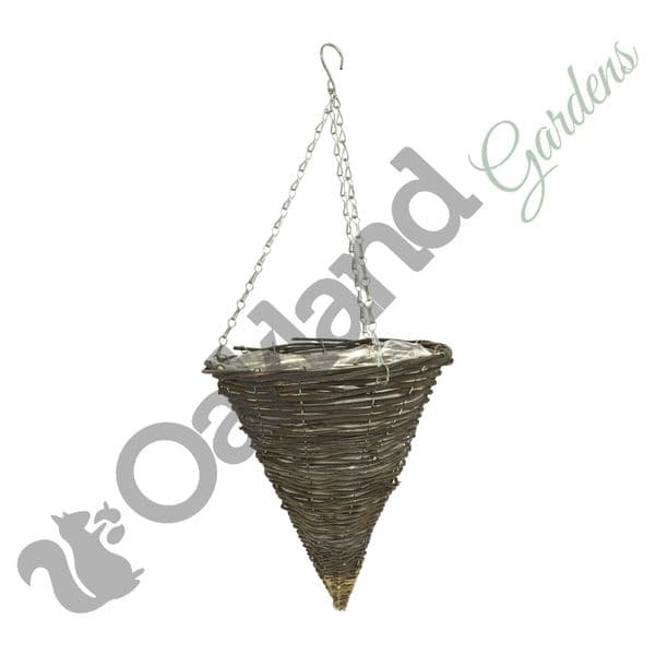 Rattan Hanging Baskets – Natural Woven Style with Steel Frame & Polythene Liner