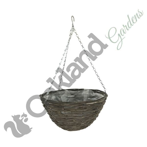 Rattan Hanging Baskets – Natural Woven Style with Steel Frame & Polythene Liner
