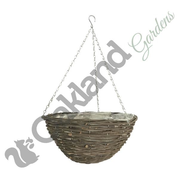 Rattan Hanging Baskets – Natural Woven Style with Steel Frame & Polythene Liner