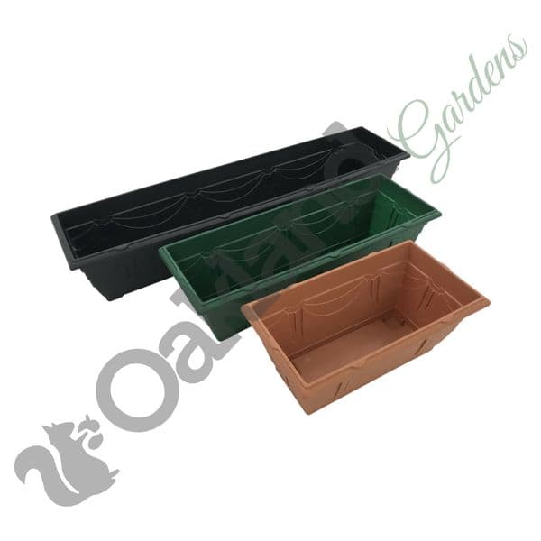 Window Box Planters & Matching Drip Trays – Durable Decorative Troughs for Indoor & Outdoor Use