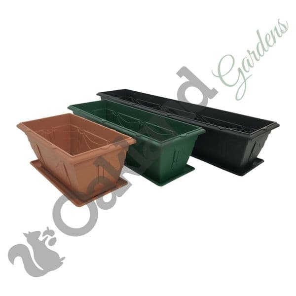 Window Box Planters & Matching Drip Trays – Durable Decorative Troughs for Indoor & Outdoor Use